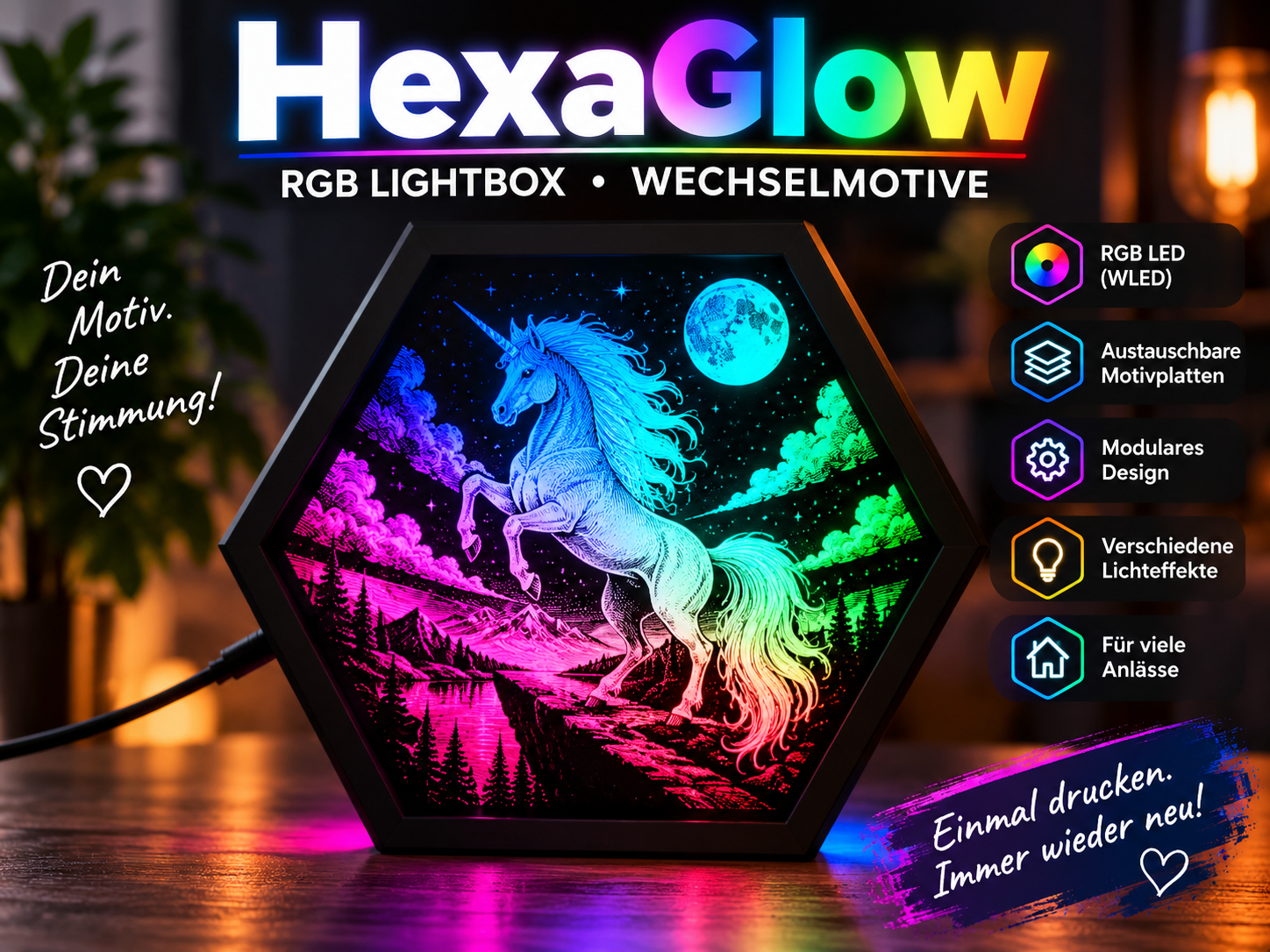 HexaGlow RGB Lightbox von LumerynDesign
